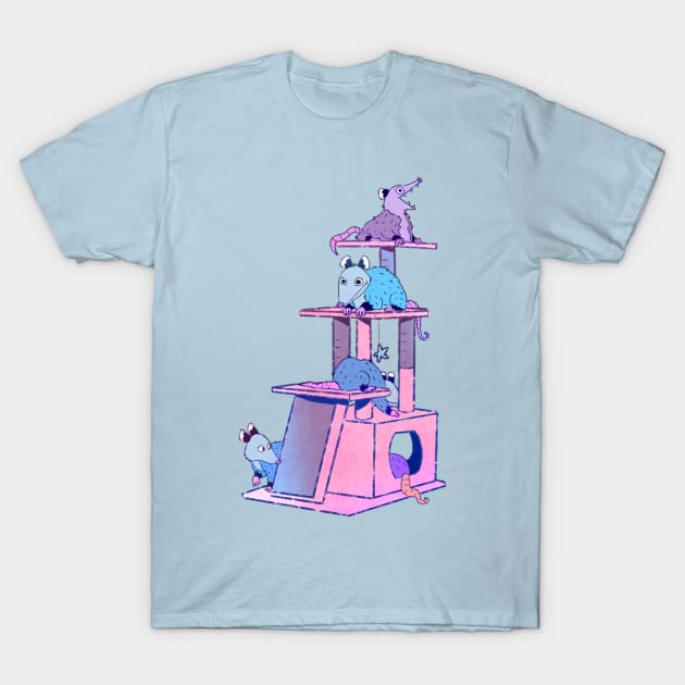 Cat Tower Opossum T-Shirt by Hillopurkki